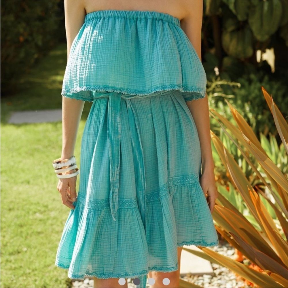 Daily Practice Anthropologie Kona Strapless Dress light blue size XS